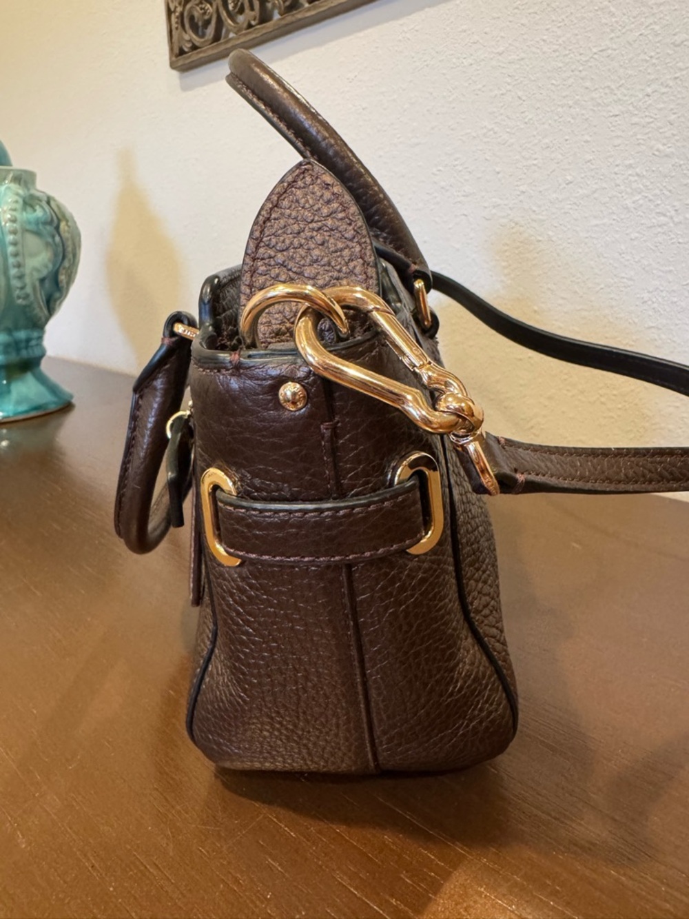 COACH Brown Pebbled Leather Satchel with Gold Hardware - like new condition. - Picture 6 of 14